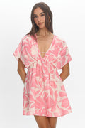 Hether Pleat Bust Mini Dress Pink