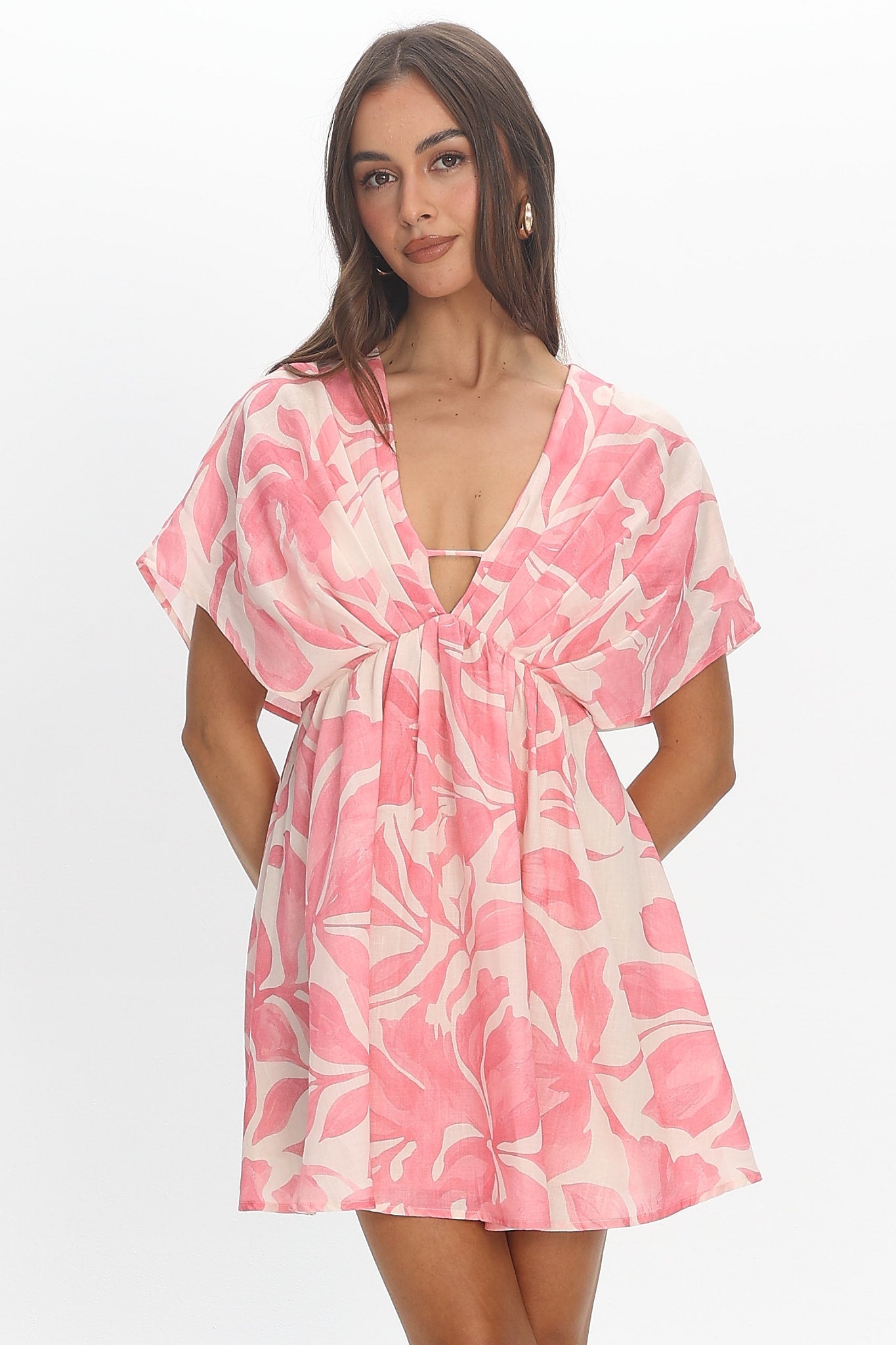 Hether Pleat Bust Mini Dress Pink