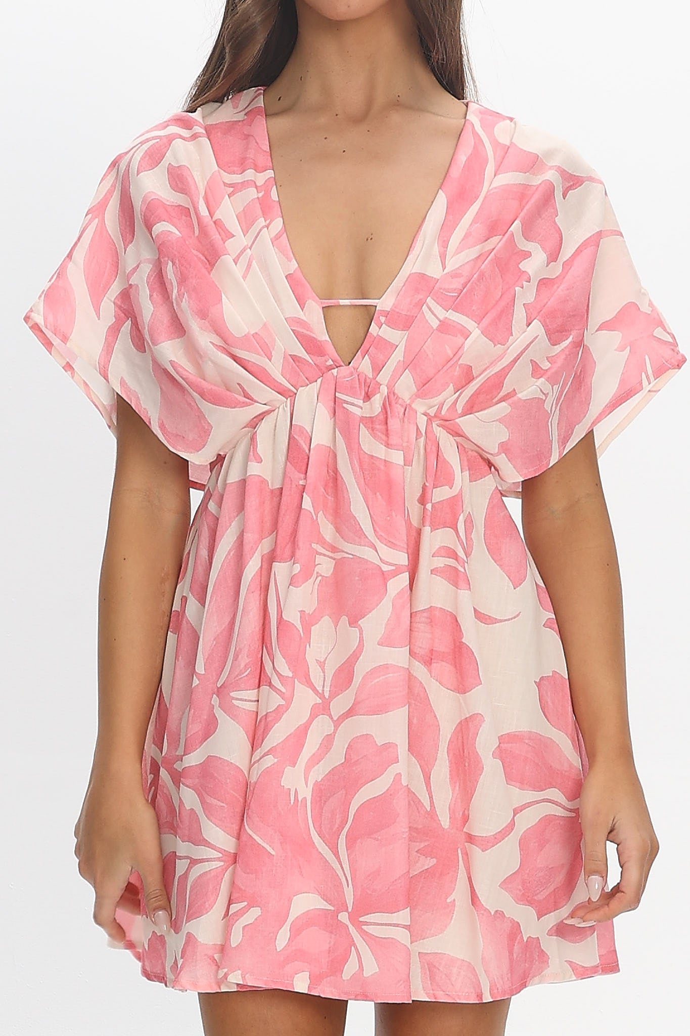 Hether Pleat Bust Mini Dress Pink
