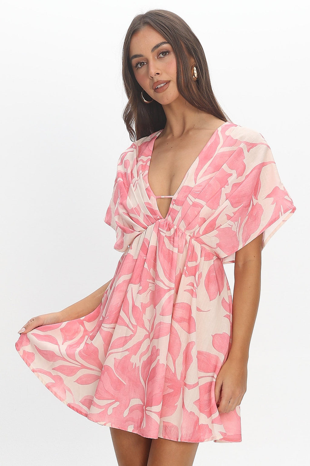 Hether Pleat Bust Mini Dress Pink