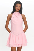 Perion Halter Mini Dress Light Pink