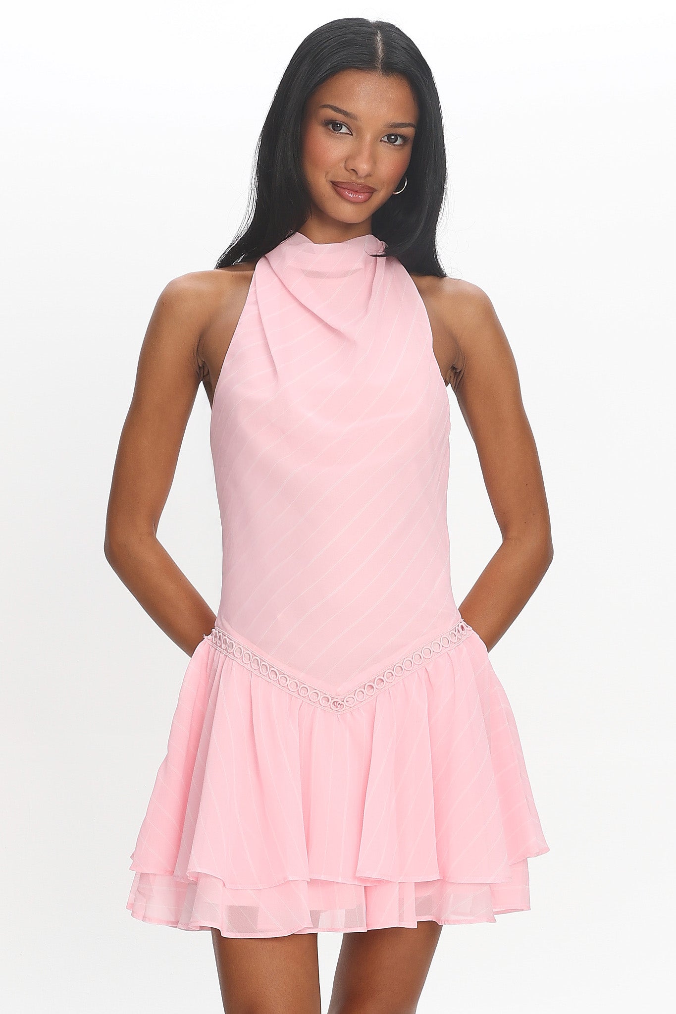 Perion Halter Mini Dress Light Pink