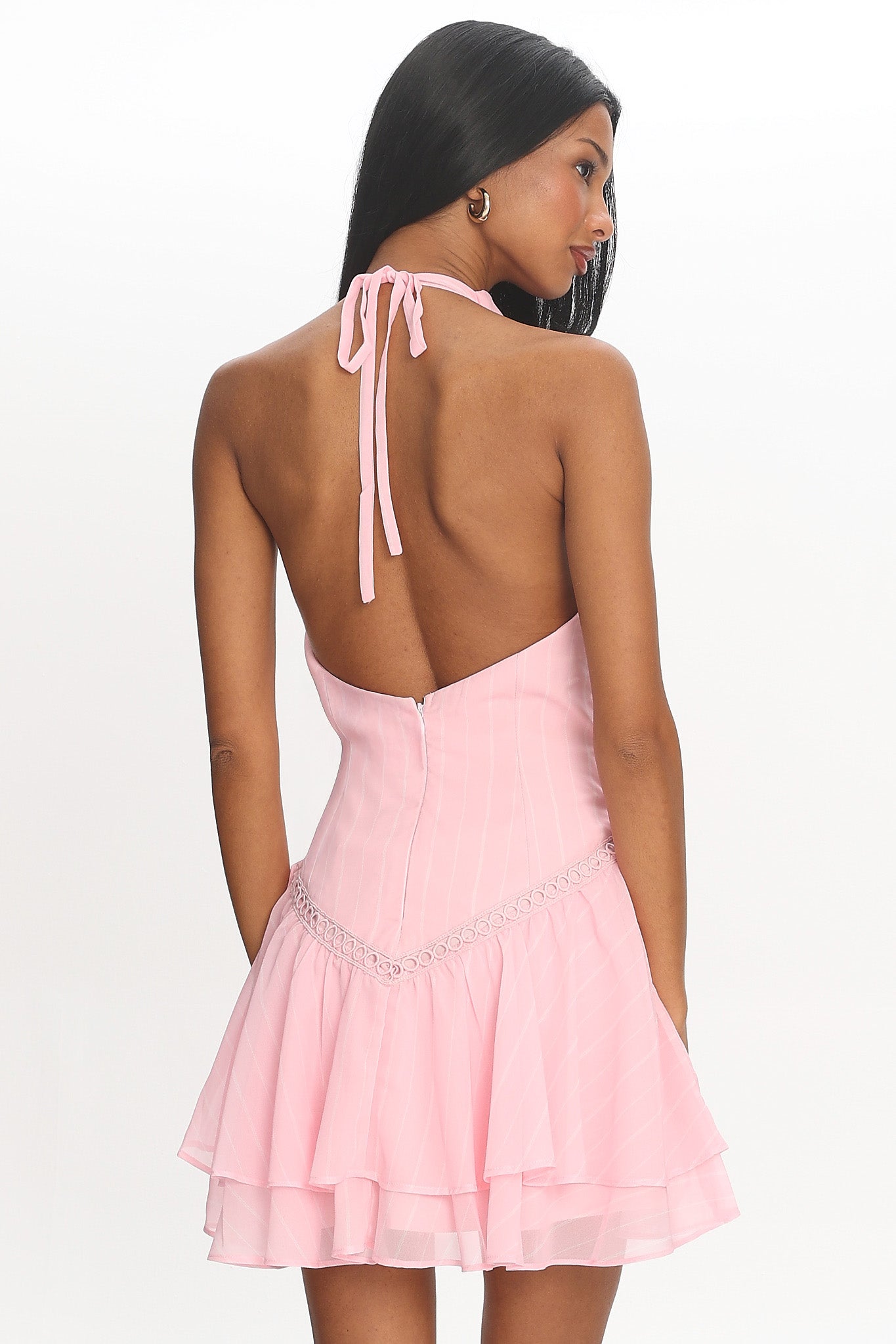 Perion Halter Mini Dress Light Pink