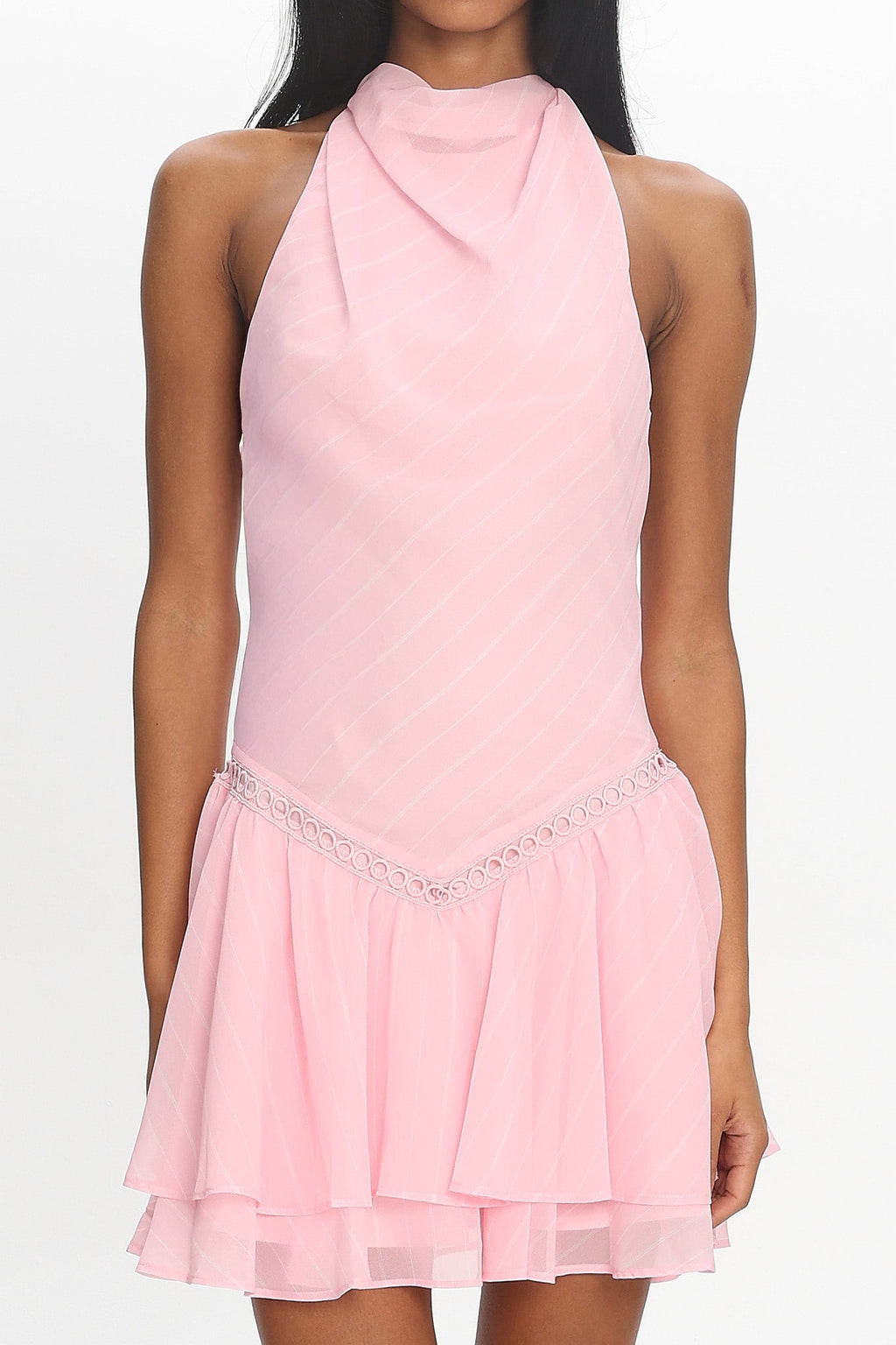 Perion Halter Mini Dress Light Pink