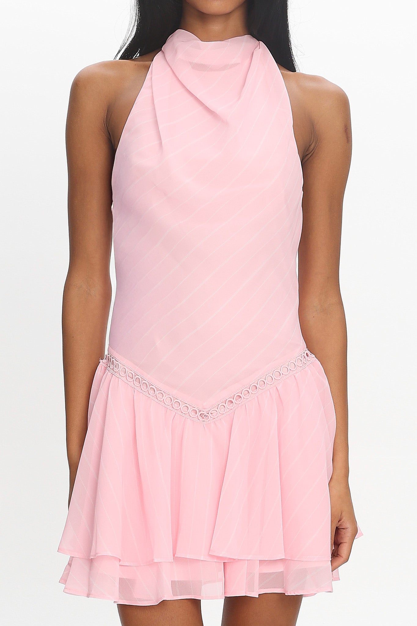 Perion Halter Mini Dress Light Pink