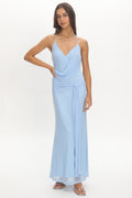 Poseidon Draped Sash Maxi Dress Light Blue