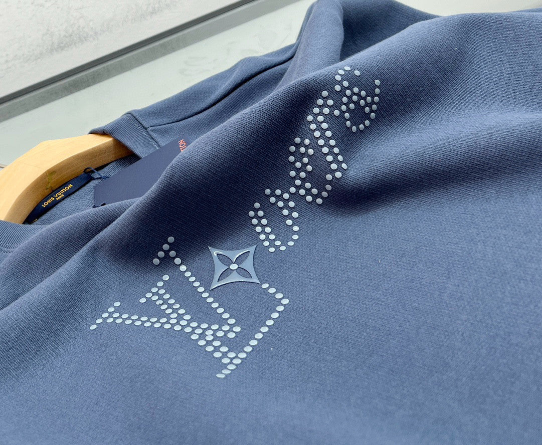 Louis Vuitton Men's Autumn Winter Blue Round Neck Cotton Long Sleeve Sweatshirt Pullover #97746