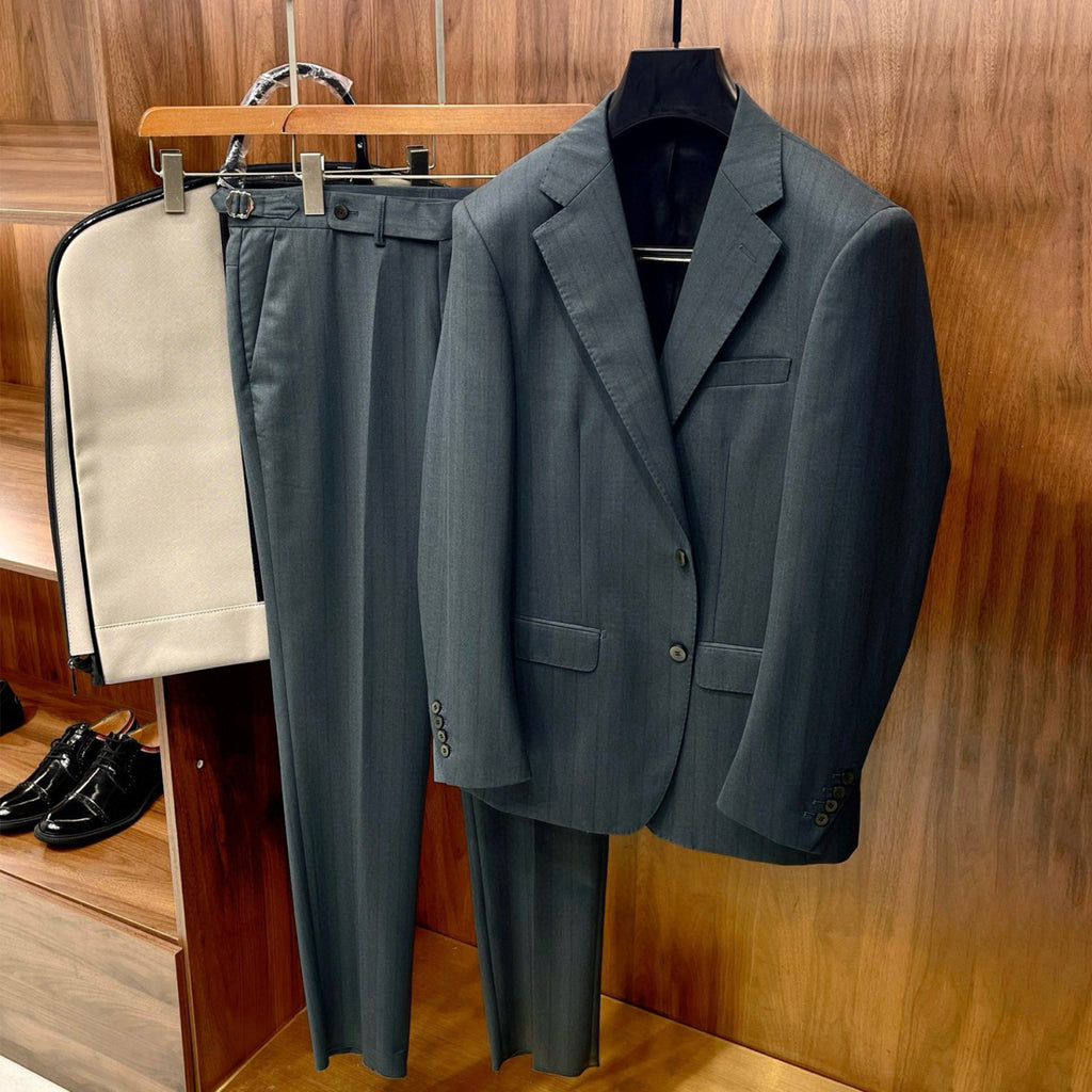 Louis Vuitton Men's Fall And Winter Business High-end Tide Wool Blazer Tops Wedding Suit Casual Pants Dark Stripe Suit Set Suit Set Ngvp #2442