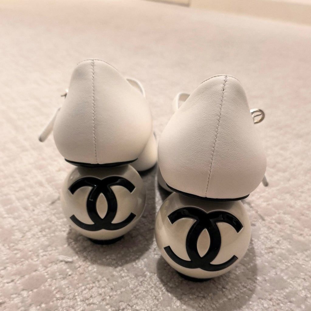 Chanel Women's Spring/fall Classic Two-tone Leather Low-top Round Toe Mary Jane Heels With Pearl Embellished Heels High Heels Shoes #79356