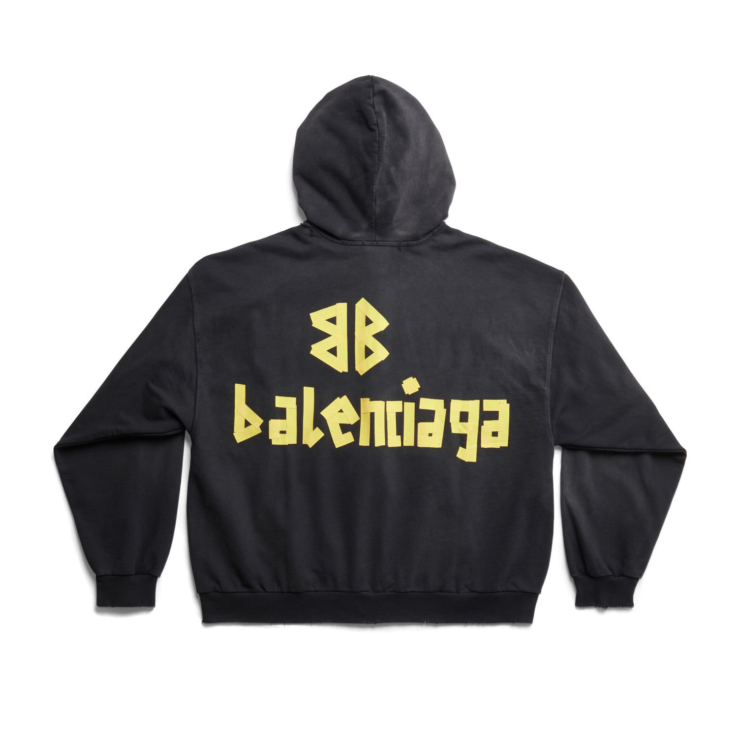 Balenciaga Men's Tape Type Ripped Pocket Oversized Fit Zip Hooded Sweatshirt Pullover #96961