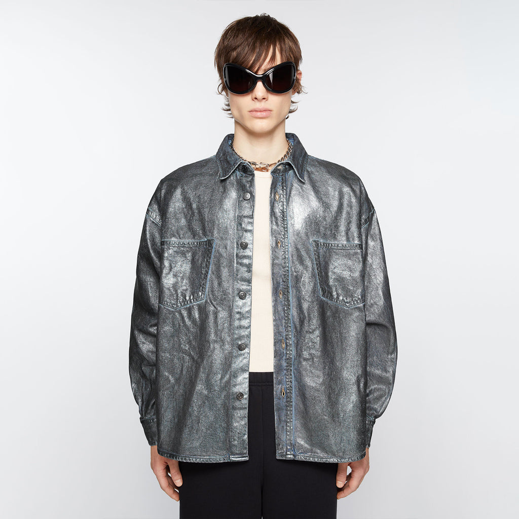Acne Studios Men's Women's Spring And Autumn Loose Denim Long Sleeve Lapel Cotton Shirt Casual Straight Denim Pants Ngvp #9387