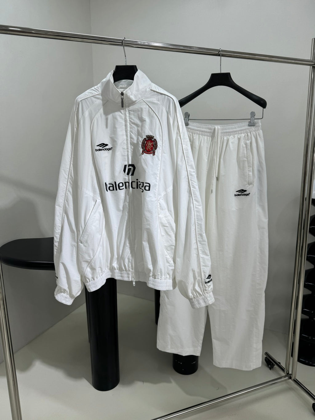Balenciaga Paris Soccer Tracksuit Men's Spring/Autumn Solid Color Tech Poplin Zipper Long Sleeve Jacket Casual Drawstring Pants Set Suit #77747