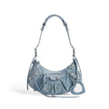 Balenciaga Le Cagole Women's Solid Colour Washed Worn Edge Adjustable Shoulder Strap Denim Shoulder Bag Armpit Bags #76769