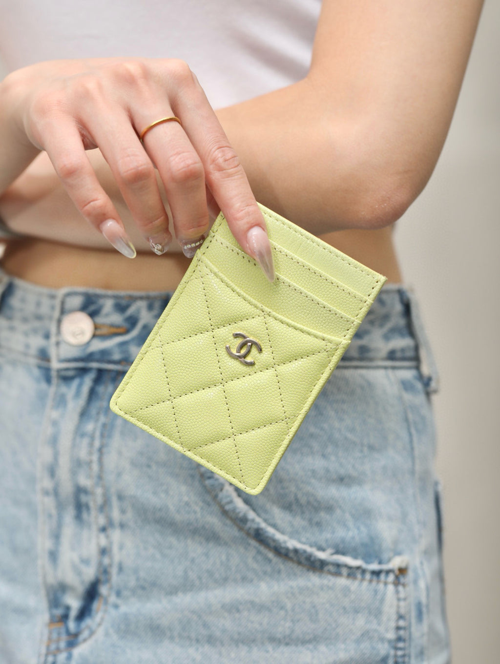 Chanel Women's Logo Checkered Solid Color Vertical Card Purse Wallet Casual Leather Bags Bag #71927