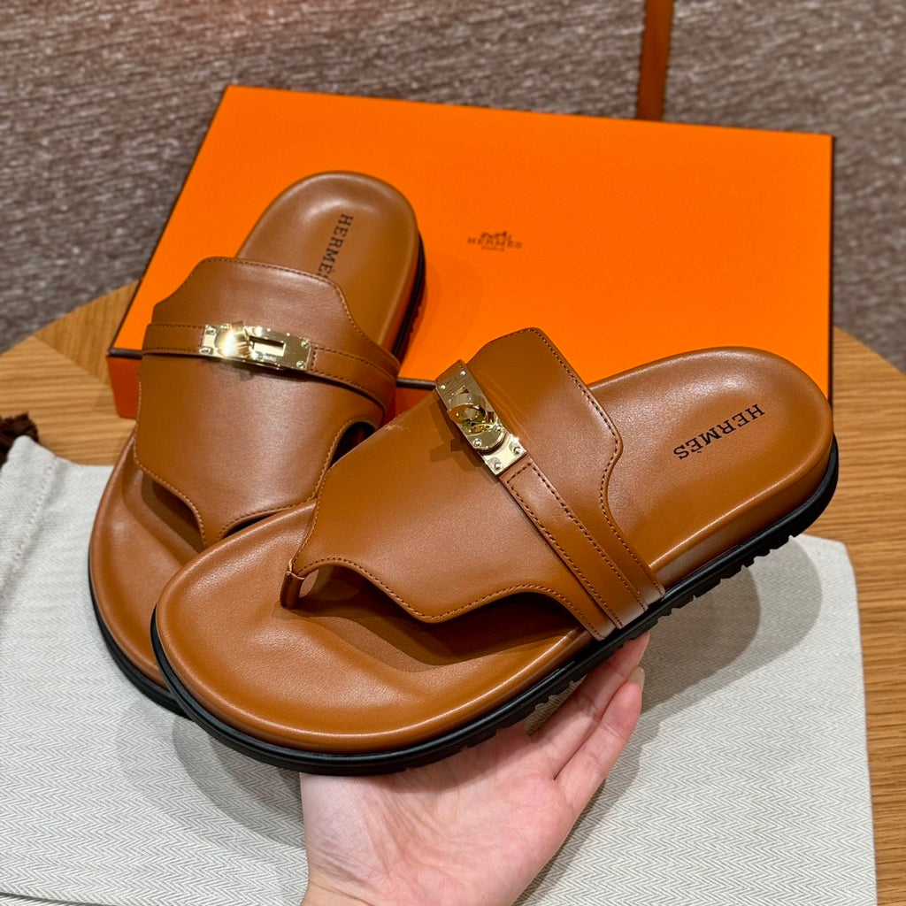 Hermes Men Women Spring Summer Autumn Empire Slippers Solid Color Suede Rubber Bottom Comfortable Casual Flat Sandals Shoes #81196