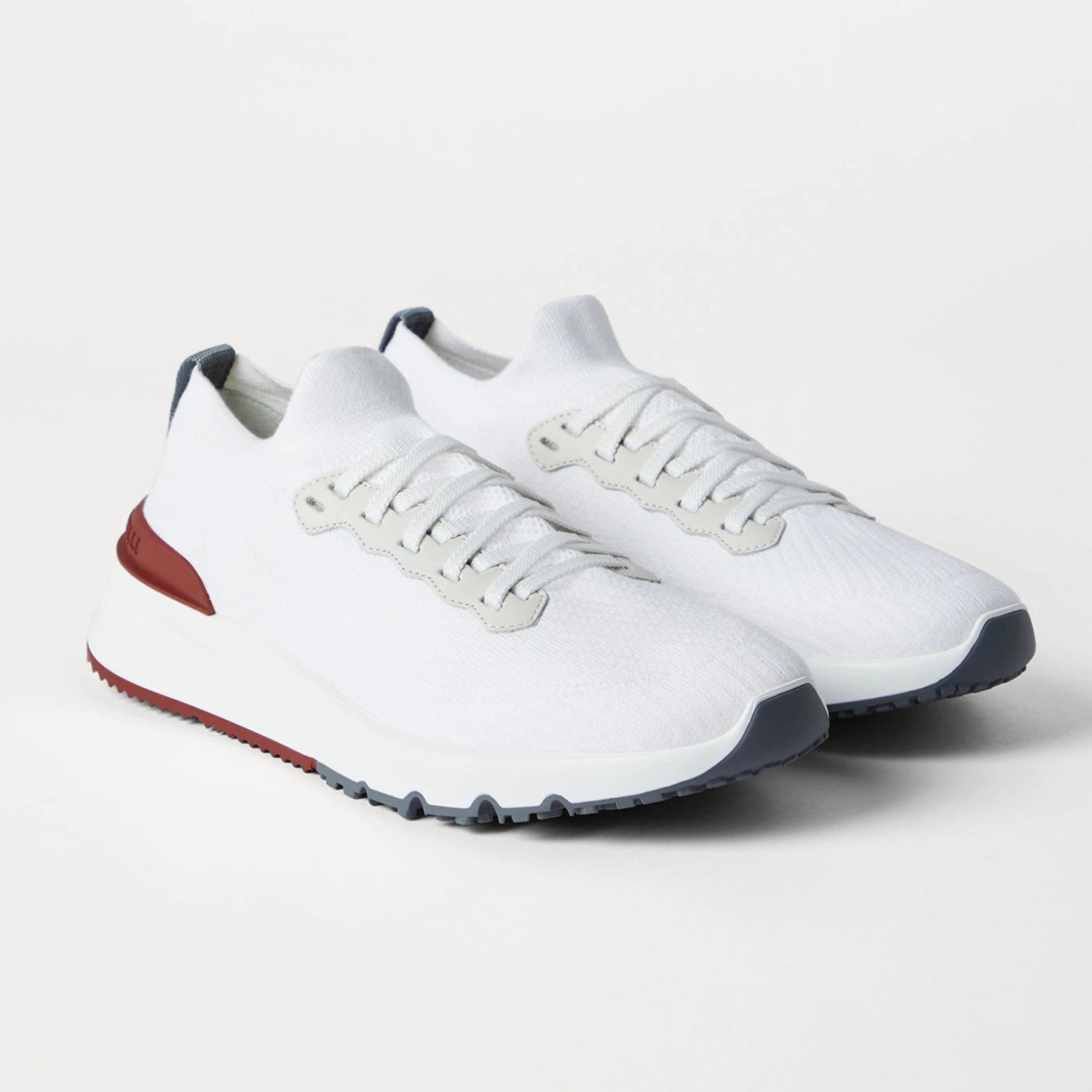 Brunello Cucinelli  Men's Spring Autumn Knitted Cotton Fabric Patchwork Semi-Polished Calfskin Sneakers Fashion Comfort Sports Running Shoes #81233