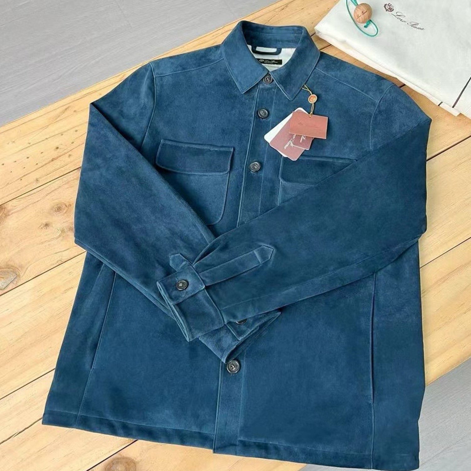 Loro Piana Men's Spring And Fall Fashion Lapel Suede Single-breasted Casual Temperament British Work Wind Jacket Ngvp #7928