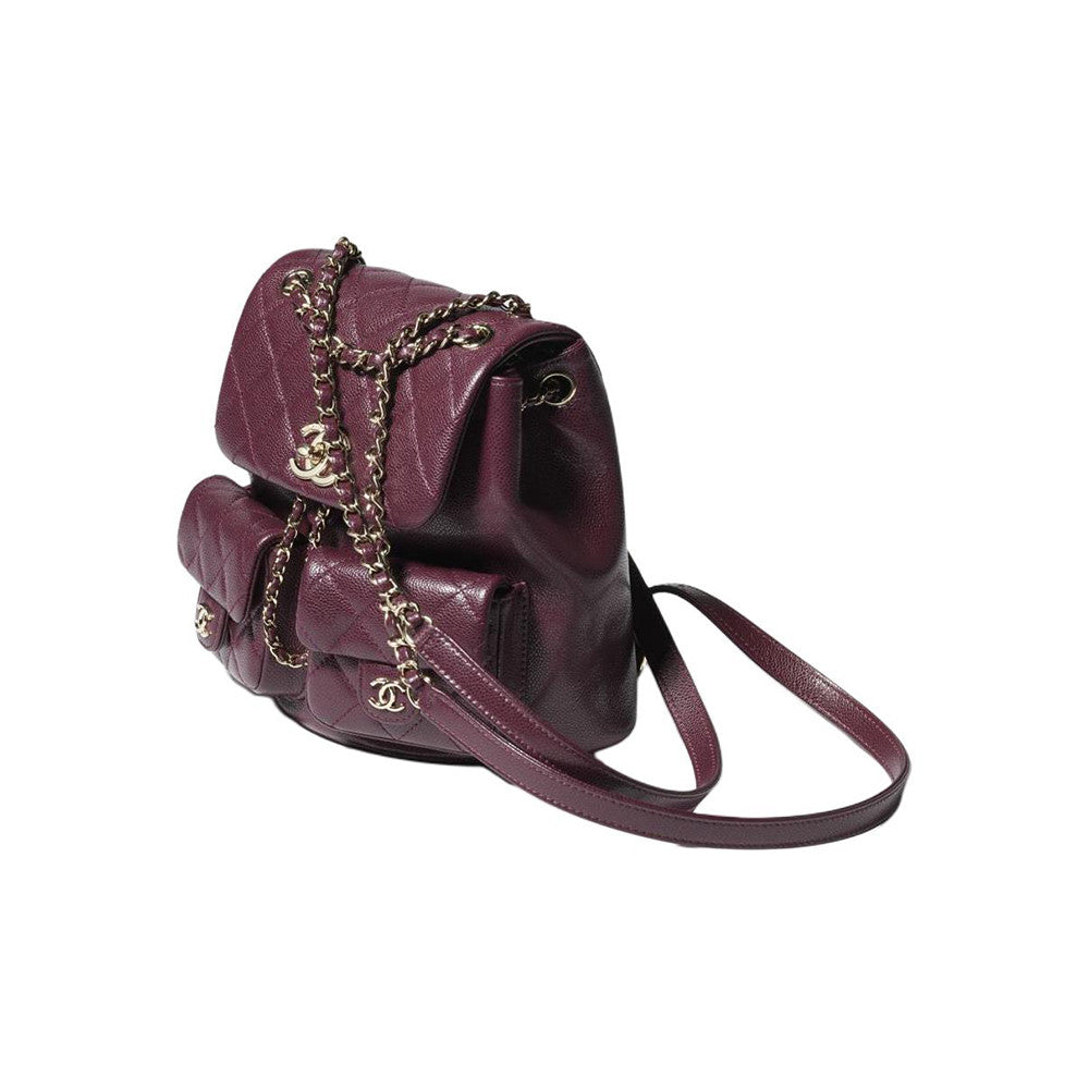 Chanel Women's Duma Bordeaux Red Leather Frog Large Backpack #332640