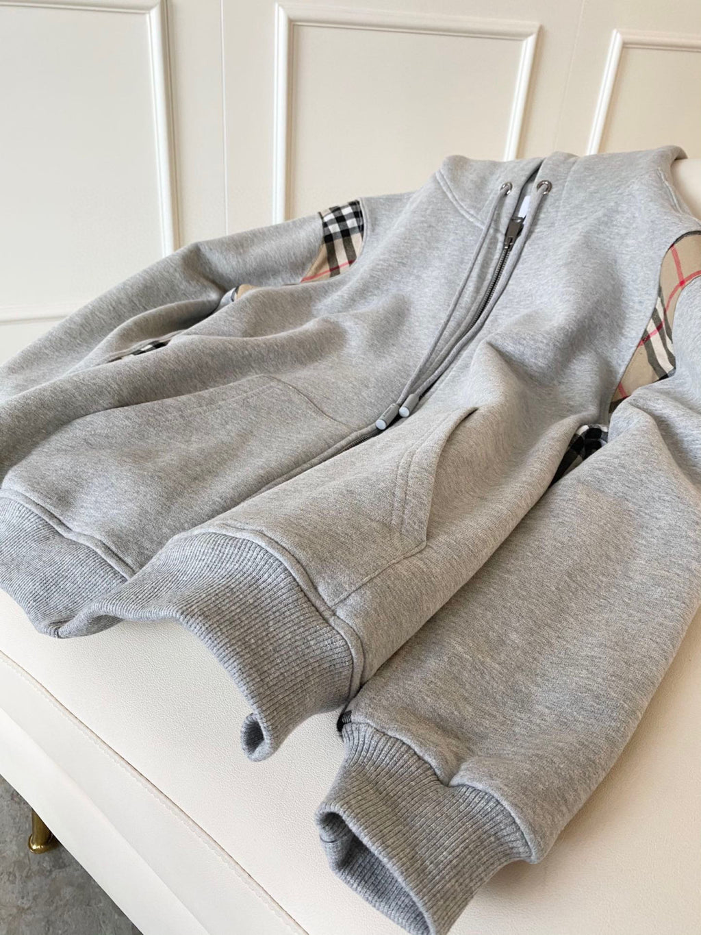Burberry Zip Sport Hooded Sweatshirt Grey #96111