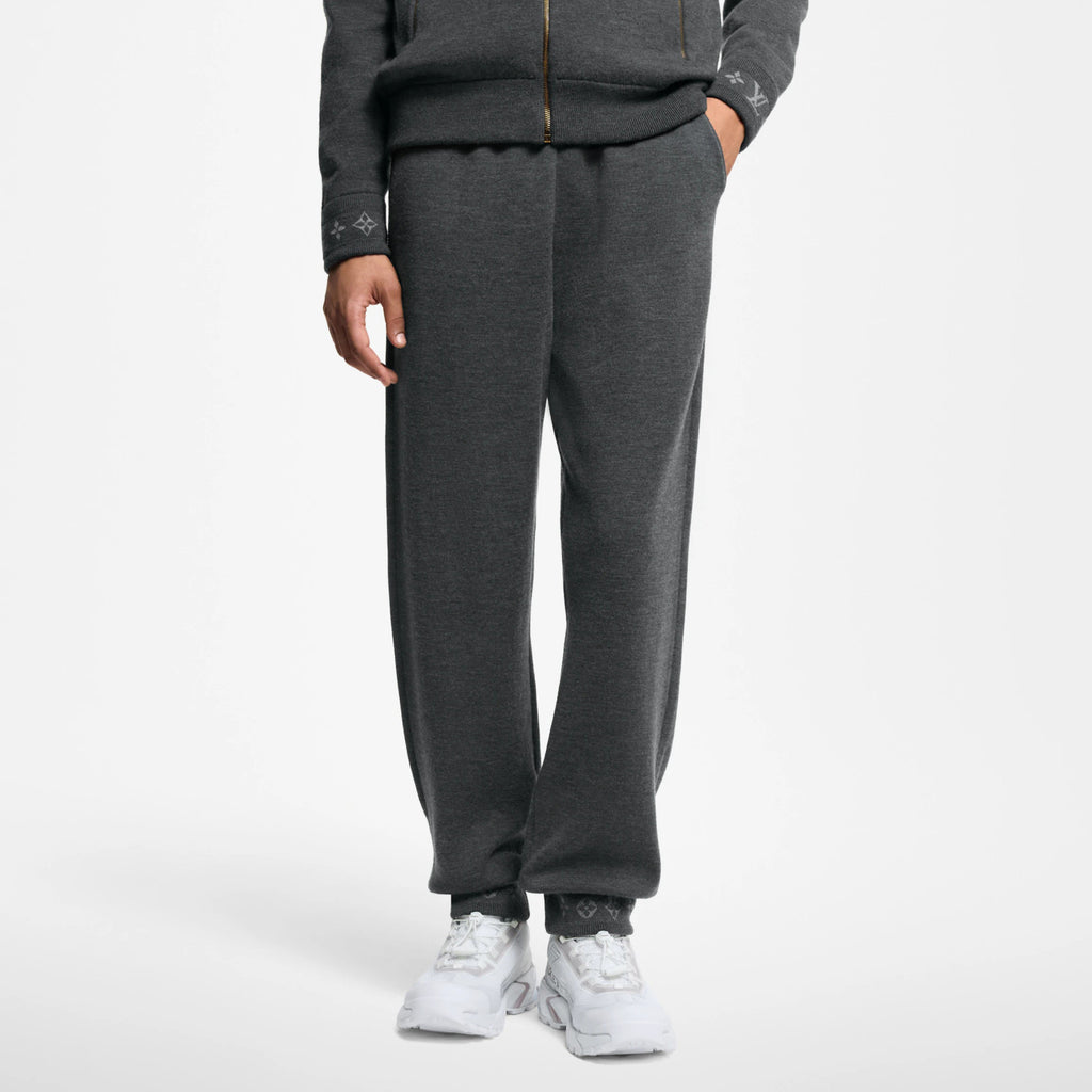 Louis Vuitton Men's Spring & Autumn Solid Color Reversible Jacquard Wool Knit Casual Pants #75175