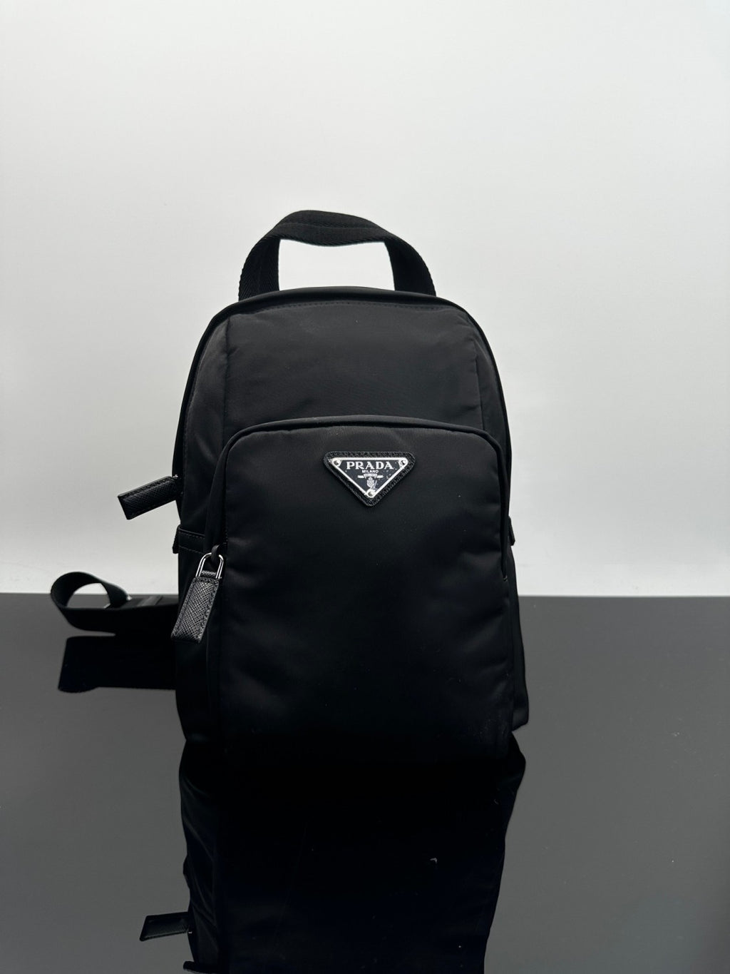Prada Men's Solid Color Fashion Casual Triangle Logo Recycled Nylon Backpack Bags #78271