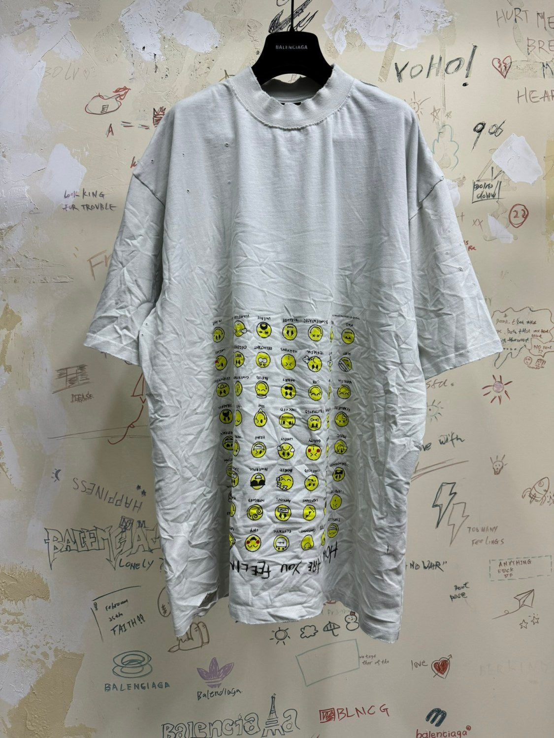 Balenciaga Men Women HOW ARE YOU FEELING TODAY Printed Round Neck Cotton Summer Straight Loose Solid Color Short Sleeve T-Shirt Ngvp #9555