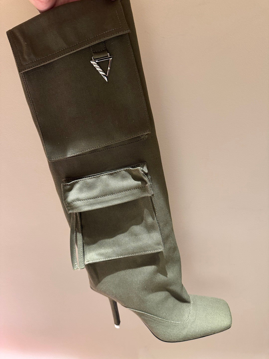 The Attico Women's Denim Pocket Boots Fall/Winter Solid-Color High-Heel Knee-High Boots Casual Shoes #81719
