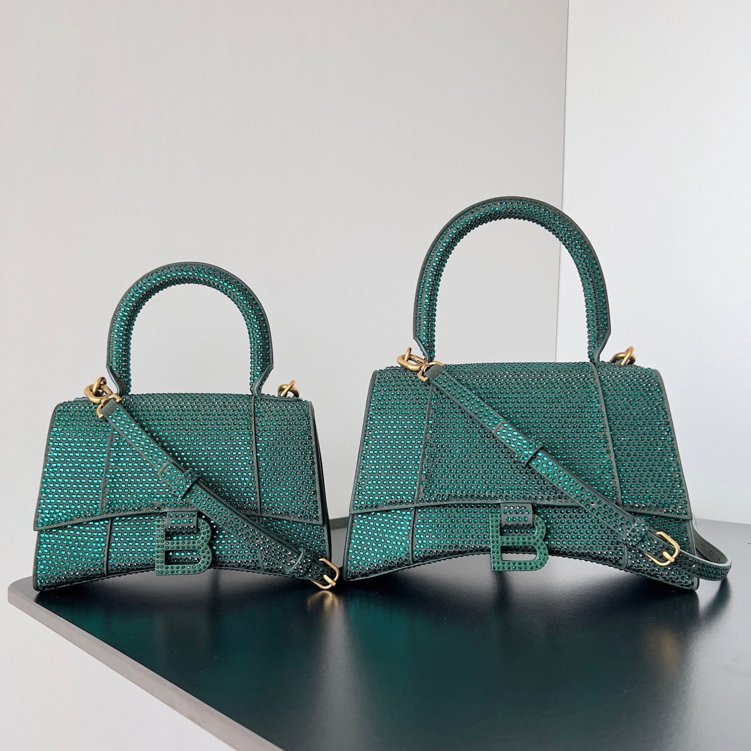 Balenciaga Hourglass Women's Solid Color Full Rhinestone Printed Hourglass Bag Tote Shoulder Crossbody Bags #76123