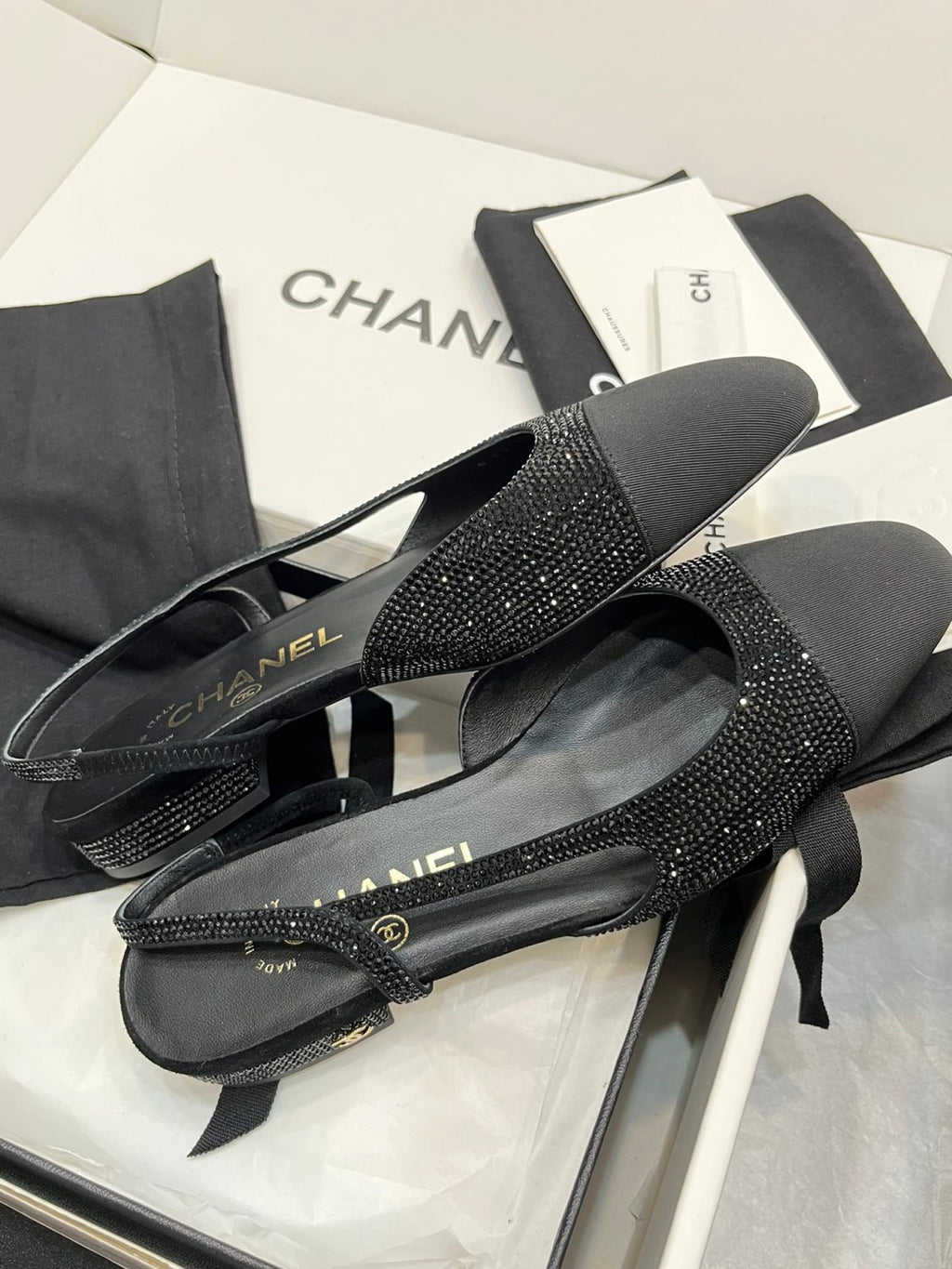 Chanel Women's Spring Summer Solid Colour Leather Round Toe Ballet Sandal Shoes #77255