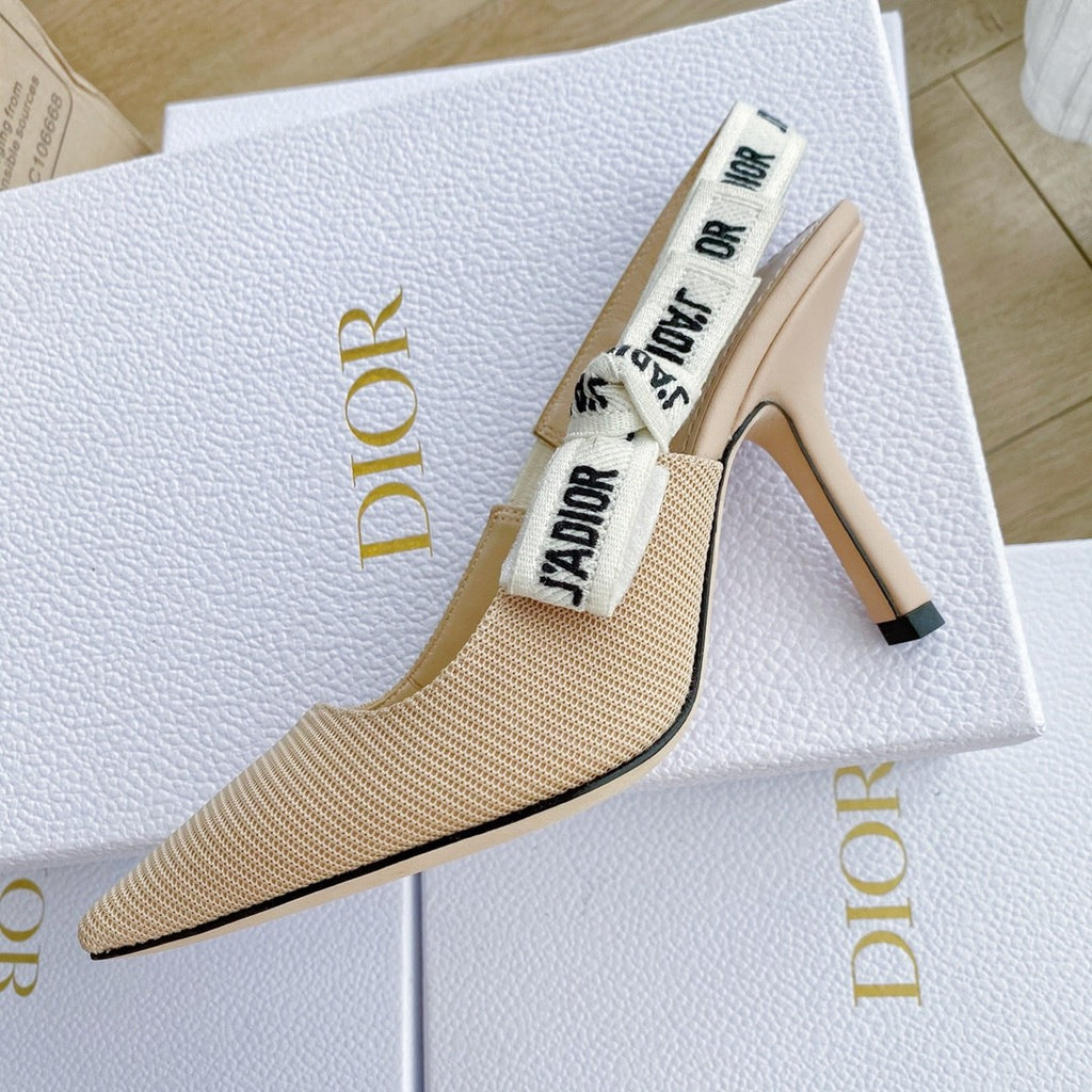 Dior Toujours Women's Summer Solid Color Pointed Toe Closed Toe Fine Heel Breathable Leather High Heel Shoes #77265