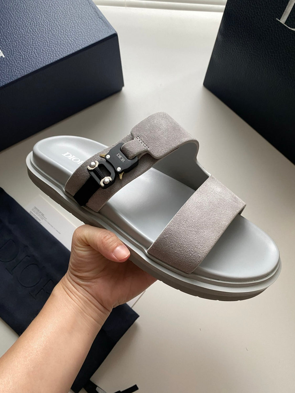 Dior Aqua Men's Summer Solid Color Suede Buckle Sandals Shoes #77184