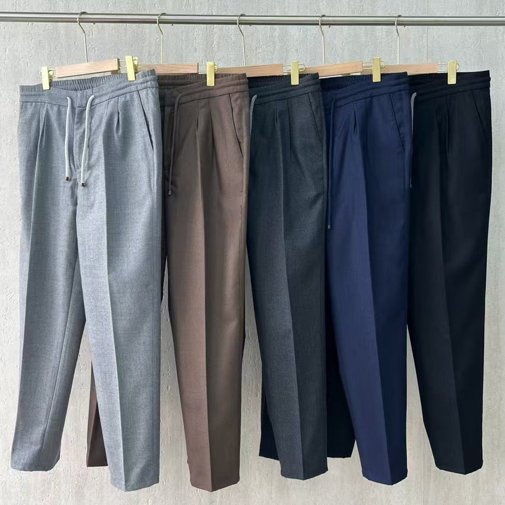 Brunello Cucinelli Men's Spring And Autumn Casual Drawstring Pants Fashion Trousers Loose Straight Comfortable Cotton Thin Trousers Ngvp #1469