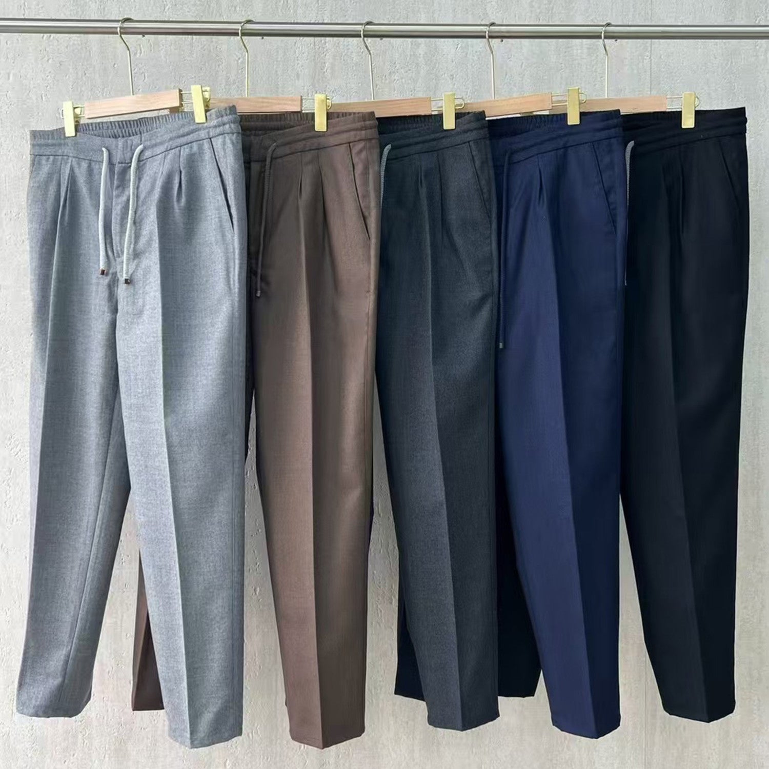 Brunello Cucinelli Men's Spring And Autumn Casual Drawstring Pants Fashion Trousers Loose Straight Comfortable Cotton Thin Trousers Ngvp #1469