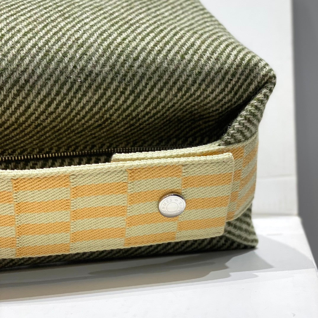 Hermes Classic Casual Color Block Canvas Tote Bag Makeup Bag Toiletry Bag Bags #78245