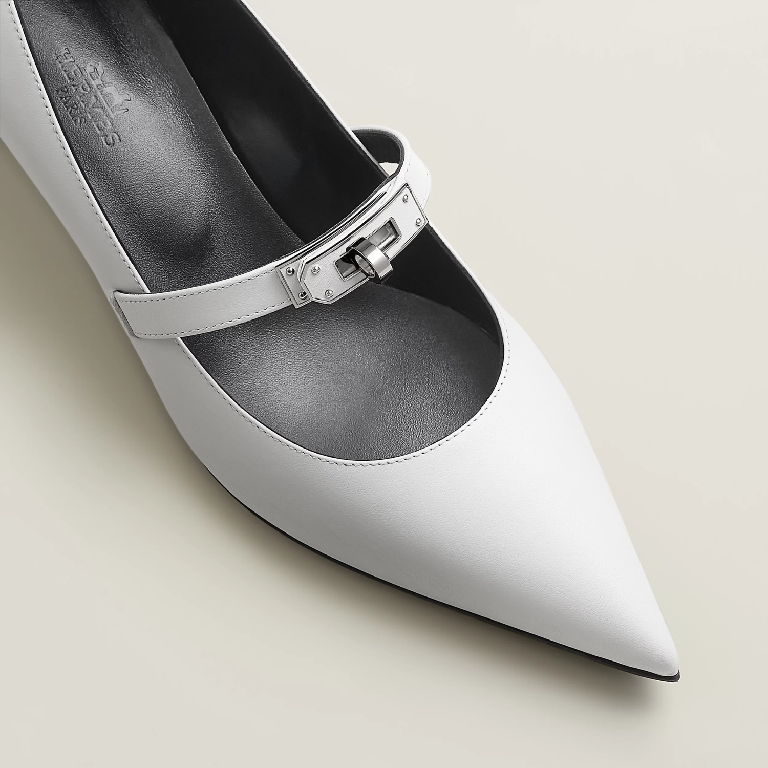 Hermes Women's Kiara 40 Pump Four Seasons Solid Color Pointy Toe Leather Stiletto High Heels Casual Shoes #81322