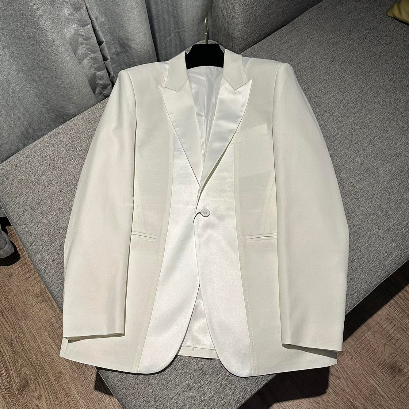 Dior Men's And Women's White Wool Single-breasted Blazer Top Jacket Pleated Bustier Skirt Pants Three-piece Set Suit #73599