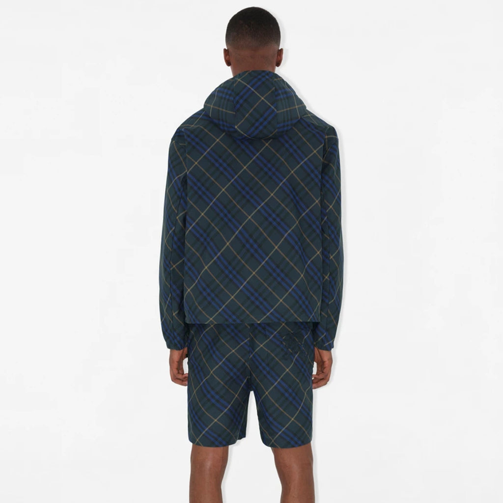Burberry Men's Spring and Autumn Check Twill Jacket Shorts Set Equestrian Rider Logo Applique Fashion High Street Trend Hooded Jacket Drawstring Shorts Set Suit #81226