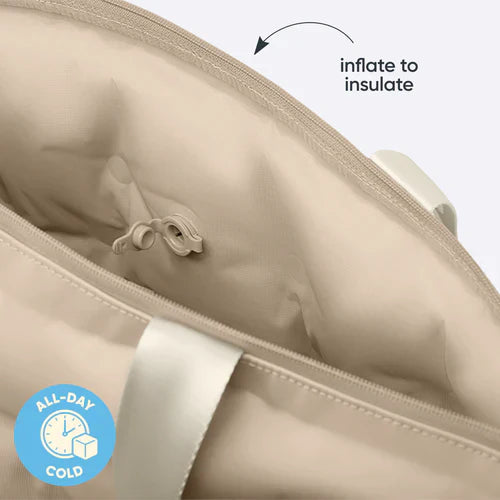 Owala The Cloud Inflatable insulation. Packs flat. 16L capacity Beige Babe