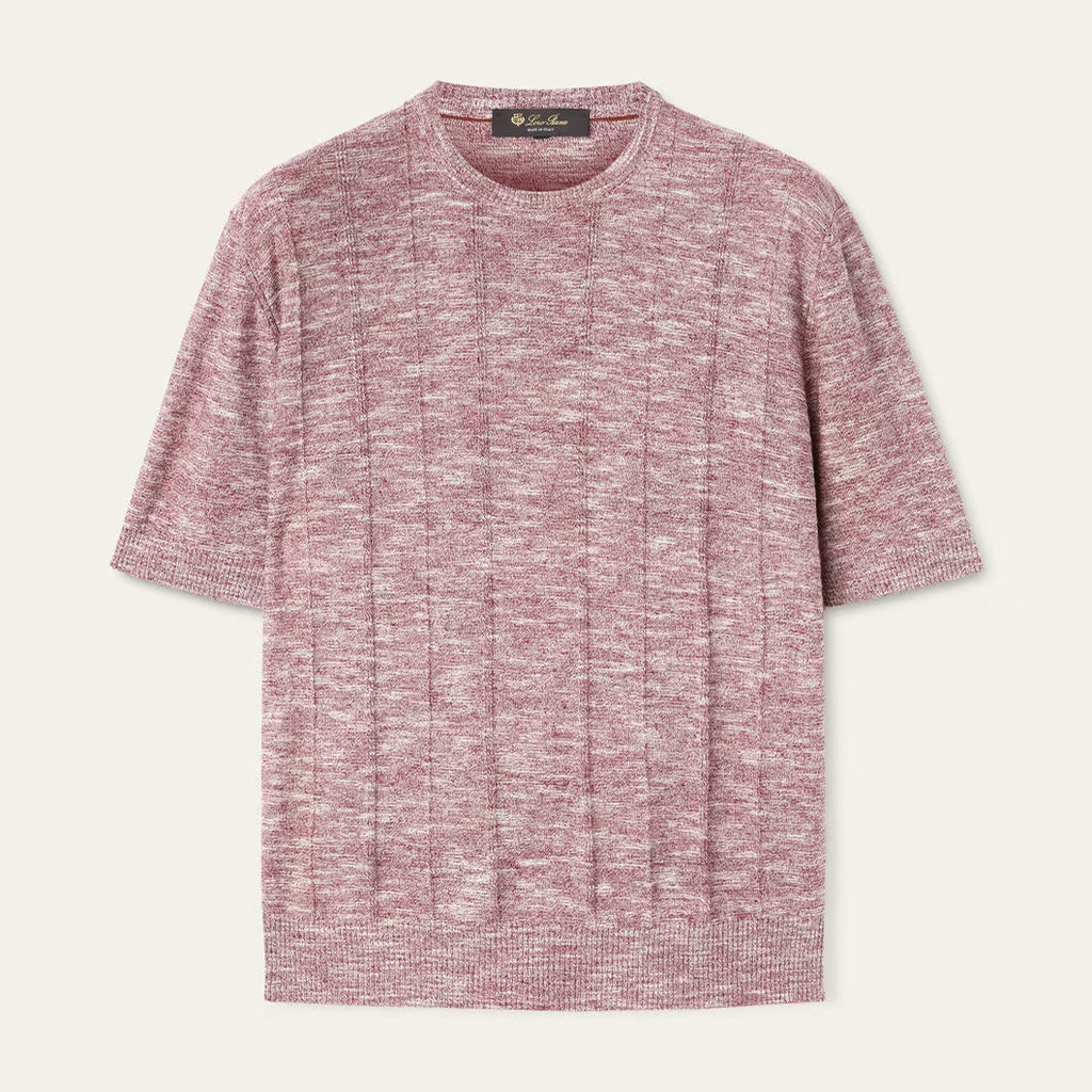 Loro Piana Men's Spring And Autumn Tori Round Neck Casual Linen Silk Knit Short Sleeve Top T-Shirt Ngvp #1774