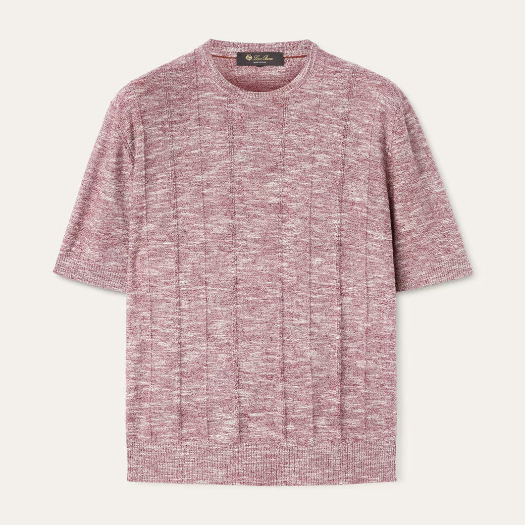 Loro Piana Men's Spring And Autumn Tori Round Neck Casual Linen Silk Knit Short Sleeve Top T-Shirt Ngvp #1774
