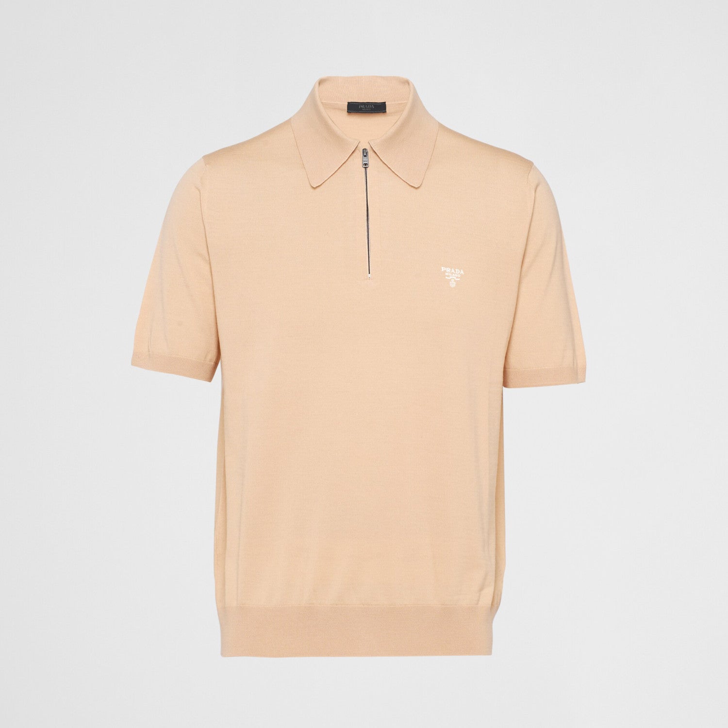 Prada Men's Summer Solid Colour Zip Polo Neck Polyester Lapel Short Sleeve T-Shirt #76682