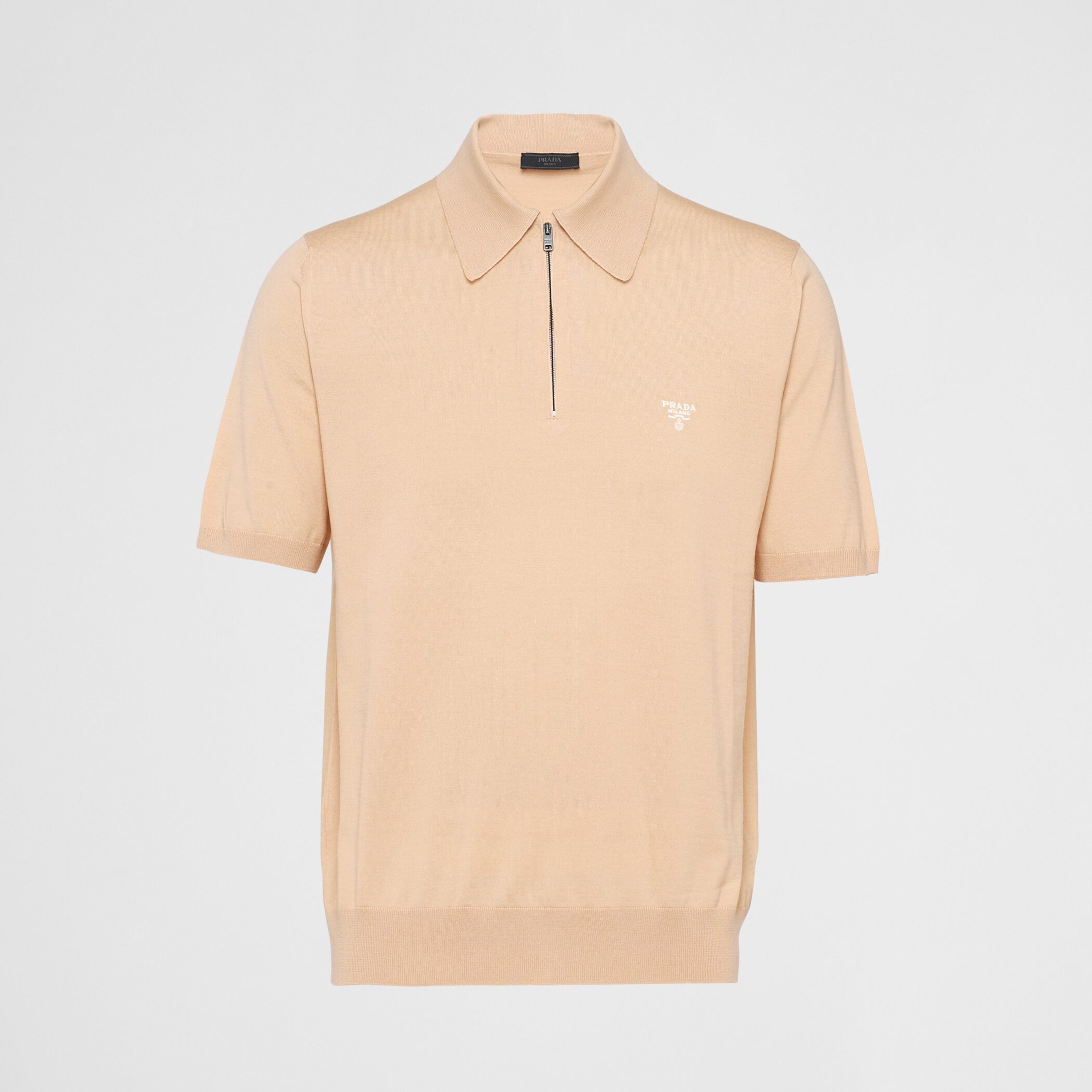 Prada Men's Summer Solid Colour Zip Polo Neck Polyester Lapel Short Sleeve T-Shirt #76682