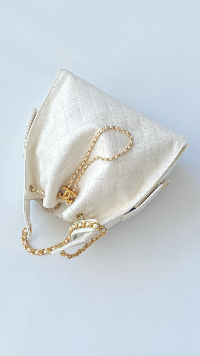 Chanel Women's Classic Double C Logo Solid Color Cowhide & Leather Tote Shoulder Bag Bags #77978