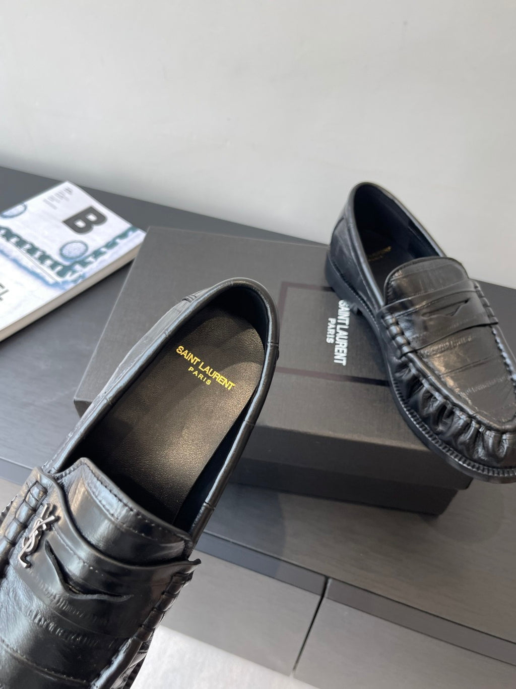 Saint Laurent Women's Four Seasons Solid Color Round Toe Low Top Flat Heel Loafers Leather Casual Shoes #81342