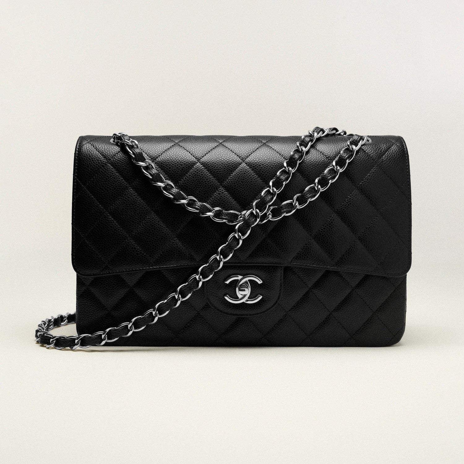 Chanel Women Classic Flap Solid Color Particle Embossed Calfskin Chain Bag Mouth Cover Bag Casual Shoulder Bags CF #71675