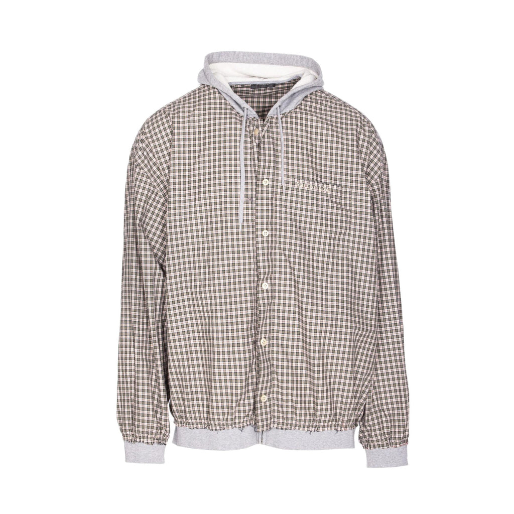 Balenciaga Men's Spring/Autumn Checkered Print Cotton Hooded Single-Breasted Zipper Long-Sleeved Shirt #77746