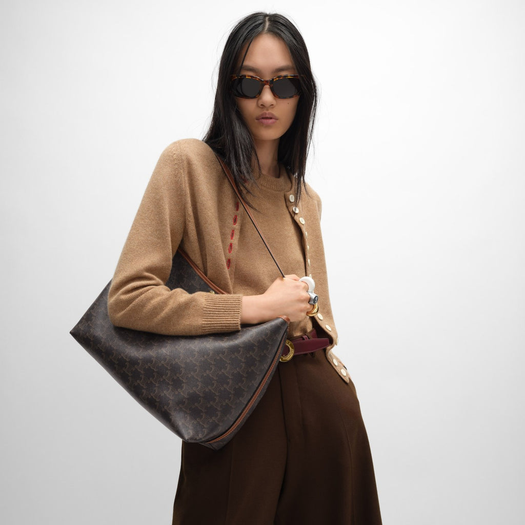 Celine Triomphe Gold Metallic Finish Adjustable Strap Snap-closure Shoulder Bag Women's Tote Bag Bags #84176A