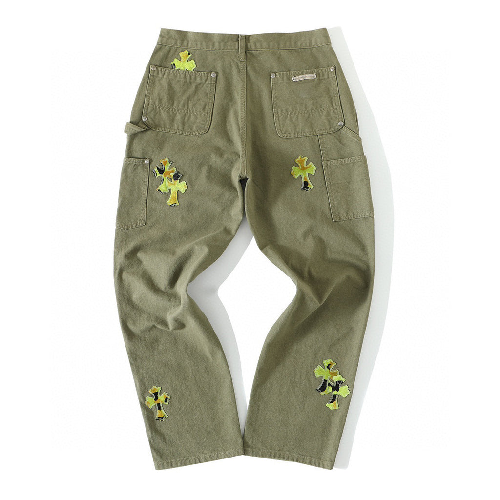 Chrome Hearts Green Denim Printed Casual Pants #22139