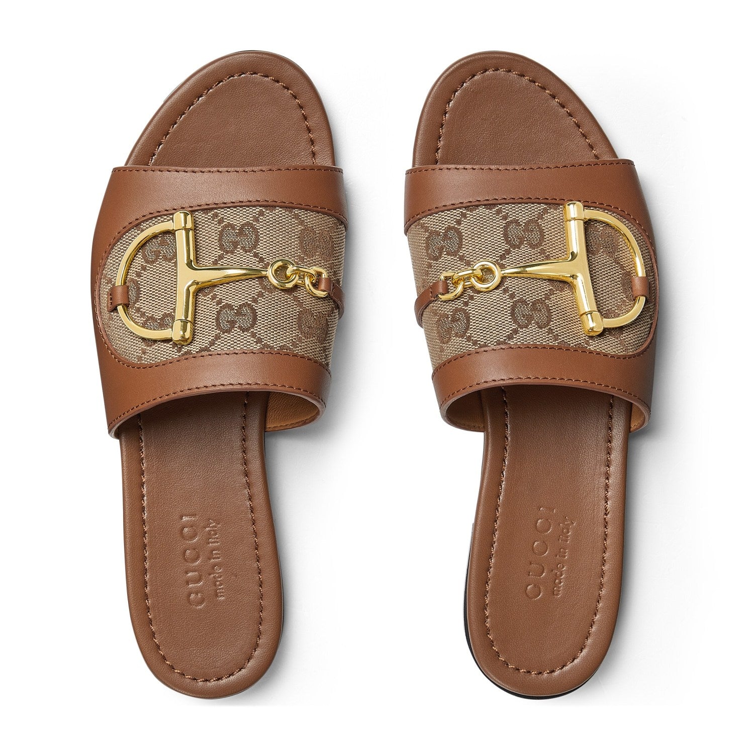 Gucci Women's Summer Fashion Casual Round Toe Flat Leather Horse Bit Buckle Sandals  Shoes #78393