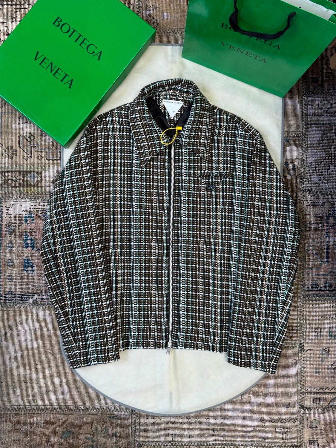 Bottega Veneta Men's Autumn And Winter Fashion Chunky Woven Multi-color Weaving Zipper Drop Shoulder Jacket Coat Lapel Casual Long Sleeve Jacket Ngvp #2474